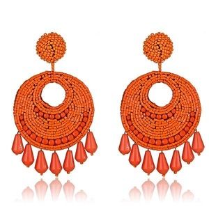 Kenneth Jay Lane Orange Beaded Earrings